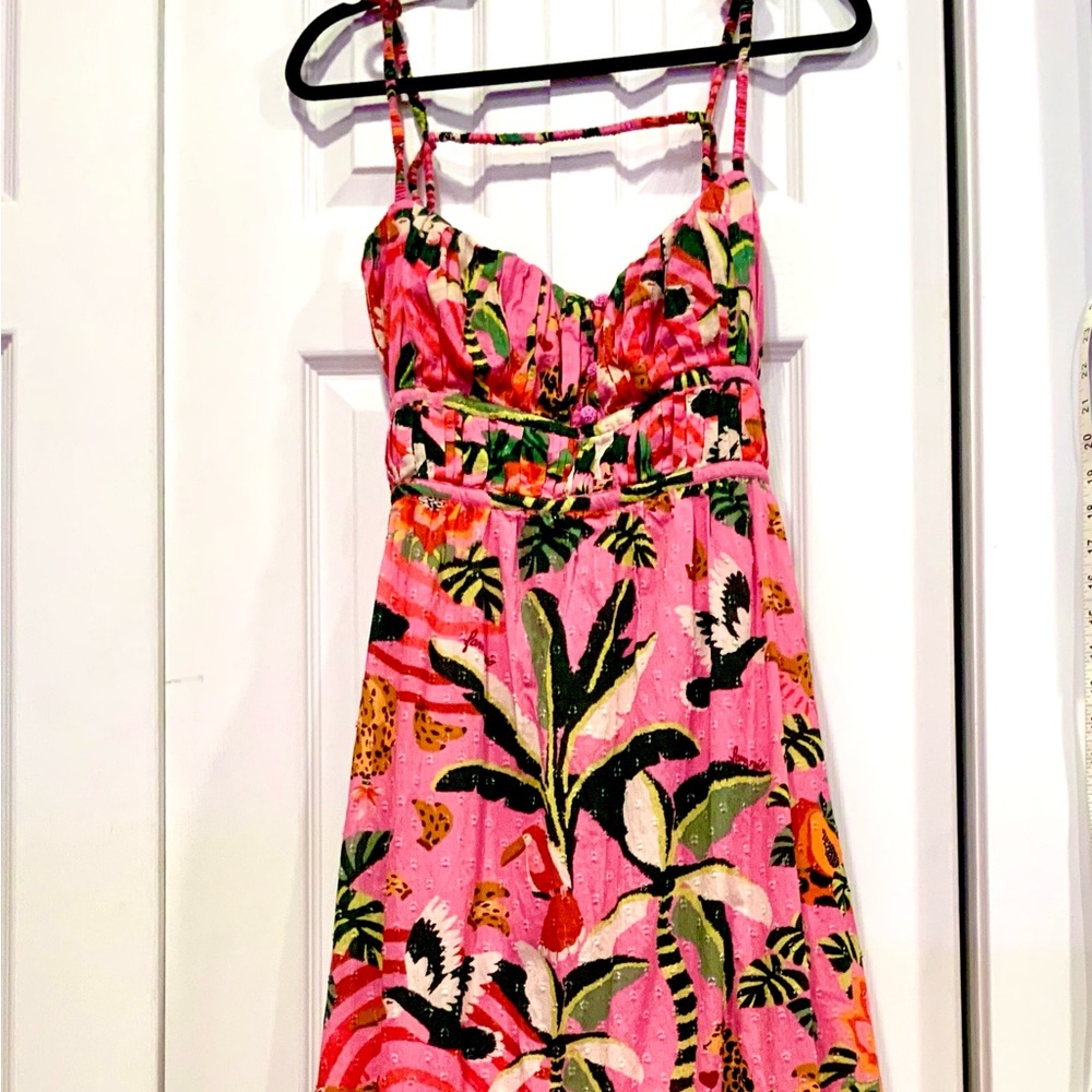 Farm Rio Leopard Forest backless Midi Dress Size XLarge